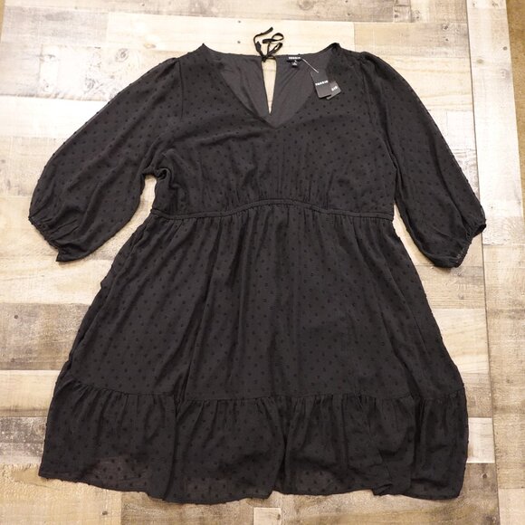 Torrid Women’s Mini Clip Dot Babydoll Dress Black Plus Size 3X (22–24) NWT - Picture 1 of 14